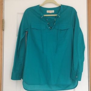 Michael Kors Teal Lace up top